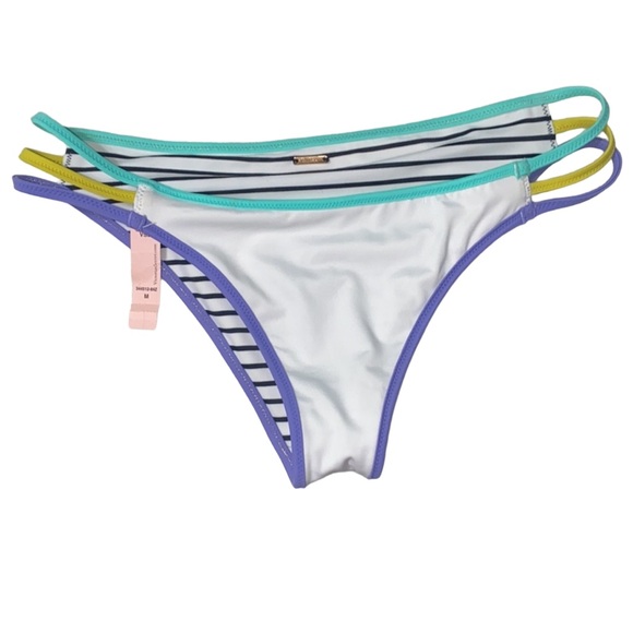 💎NWT Victoria’s Secret Happy Stripe Contrast Binding B&W Bikini Bottoms MEDIUM - Picture 11 of 13
